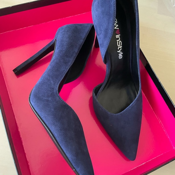 Nine west cut out pumps navy blue suede sz5 - Picture 3 of 5